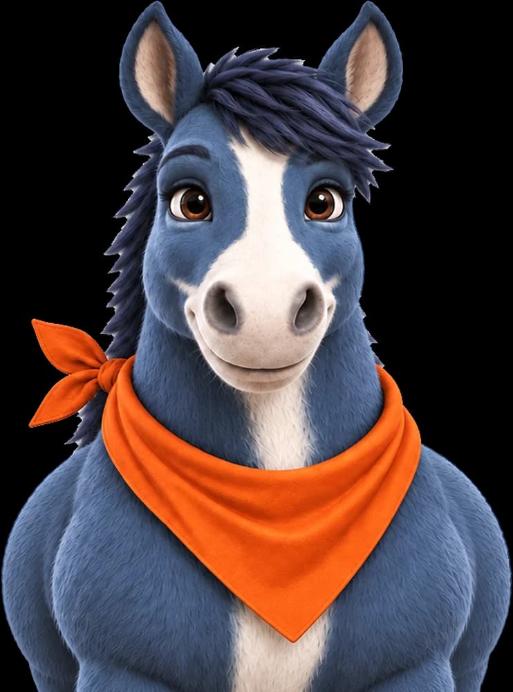 Poni, la mascota de PoniPro (caballo clydesdale)